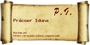 Prácser Iduna névjegykártya
